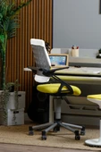 Creo Mobili Yükseklik ve Sırt Ayarlı Vega Çalışma Sandalyesi, Ofis ve Bilgisayar Koltuğu Beyaz/Sarı - 1
