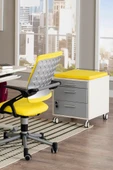 Creo Mobili Çekmeceli Kilitli Tekerlekli Vega Keson, Oturulabilir Ofis ve Ev Komodini, Beyaz/Sarı - 3