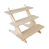 Ahşap Üç Katlı Raflı Sergileme Tezgahı Standı Sunum Sehpası, Ahşap Sunum Rafı, Kek Ve Pasta Sunum Standı Üç Katlı Raf - 3