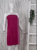 %100 Pamuk Kadın Cepli, Düğmeli, Plaj, Sauna, Hamam/Spa & Havuz Kıyafeti - 1