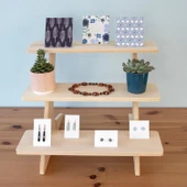 Ahşap Üç Katlı Raflı Sergileme Tezgahı Standı Sunum Sehpası, Ahşap Sunum Rafı, Kek Ve Pasta Sunum Standı Üç Katlı Raf - 4