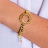 Çeyrek Altın Çerçeve Bileklik Çelik Altın Kaplama Arpa Model-BLZ-631 thumbnail 2