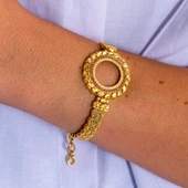 Çeyrek Altın Çerçeve Bileklik Çelik Altın Kaplama BLZ-648 thumbnail 2