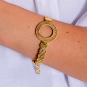 Çeyrek Altın Çerçeve Bileklik Çelik Altın Kaplama Örgü Model BLZ-633 thumbnail 2