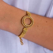 Çeyrek Altın Çerçeve Bileklik Çelik Altın Kaplama BLZ-643 thumbnail 2