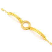 Çeyrek Altın Çerçeve Bileklik Çelik Altın Kaplama Arpa Model-BLZ-642 thumbnail 3