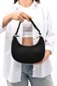 Siyah Kadın Baget Çıt Çıt Detaylı Ayarlanabilir Kol ve Omuz Çantası - 1