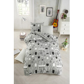 Tabu Home Kaktüslü Gri Tek Kişilik Nevresim Takımı - 1