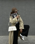 Beyaz Retro Baget Önden Kapaklı Kadın Omuz Ve El Çantası - 3