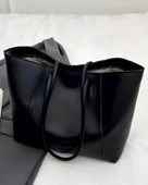 Kadın Suni Deri Siyah Orta Boy Tasarım Kol Askılı Fermuar Kapama El Ve Kol Çantası - 3