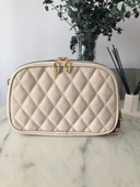 Bej Kadın Çapraz ve Omuz Askılı Çift Bölmeli Çanta - 2