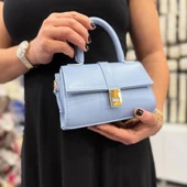 Bebe Mavi Suni Deri Çıtçıtlı Ayarlanabilir Askılı Kadın El, Kol Ve Omuz Çantası - 1