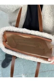 Büyük Boy Peluş Deri Saplı Model Kadın El Ve Omuz Çantası - 4