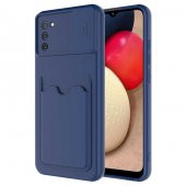 Galaxy A02S Kılıf Deri Görünümlü Kartlıklı Kamera Korumalı Silikon - 6