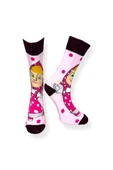 Tekli Unisex Anime Desenli Pudra Renkli Esnek Nem Alabilen Pamuklu Çorap thumbnail 2