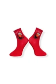 Tekli Unisex Düz Kırmızı Renkli Esnek Nem Alabilen Pamuklu Çorap thumbnail 2