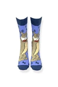 Tekli Unisex Anime Desenli Mavi Renkli Esnek Nem Alabilen Pamuklu Çorap thumbnail 4