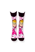 Tekli Unisex Anime Desenli Pudra Renkli Esnek Nem Alabilen Pamuklu Çorap thumbnail 3