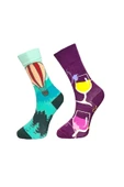 2'li Unisex Esnek Nem Alabilen Pamuklu Renkli Ve Desenli Soket Çoraplar thumbnail 1