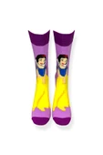 Tekli Unisex Anime Desenli Lila Renkli Esnek Nem Alabilen Pamuklu Çorap thumbnail 3