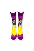 Tekli Unisex Anime Desenli Mor Renkli Esnek Nem Alabilen Pamuklu Çorap thumbnail 4