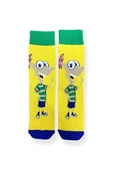 Tekli Unisex Anime Desenli Sarı Renkli Esnek Nem Alabilen Pamuklu Çorap thumbnail 1