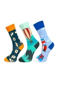 3'lü Unisex Esnek Nem Alabilen Pamuklu Renkli Ve Desenli Soket Çoraplar thumbnail 1