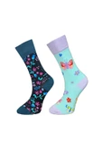 2'li Unisex Esnek Nem Alabilen Pamuklu Renkli Ve Desenli Soket Çoraplar thumbnail 1