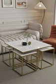 Florit Mobilya Mdf Serisi Orta Sehpa,Zigon Sehpa,4+1 Sehpa,Pizza Sehpa,Gold Kaplama - 2