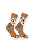 Tekli Unisex Anime Desenli Kahverengi Esnek Nem Alabilen Pamuklu Çorap thumbnail 3