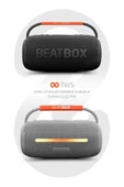 BeatBox LED Işıklı 20W Ses Bombası | USB, SD, AUX, FM Radyo ve Bluetooth Hoparlör Gri - 4