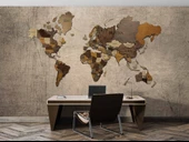 Vintage Ahşap Dünya Haritası Duvar Kağıdı thumbnail 4