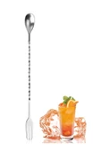 ABOOWE Burgulu Çatallı Bar Kaşığı 33 cm Kokteyl Karıştırma Kaşığı & Cam Pipet Seti - 2