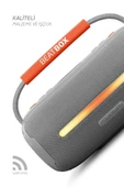 BeatBox LED Işıklı 20W Ses Bombası | USB, SD, AUX, FM Radyo ve Bluetooth Hoparlör Gri - 1