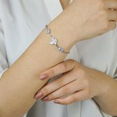 Şık Kelebek Tasarımlı Baget Taşlı 925 Ayar Gümüş Bileklik thumbnail 1