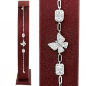 Şık Kelebek Tasarımlı Baget Taşlı 925 Ayar Gümüş Bileklik thumbnail 3