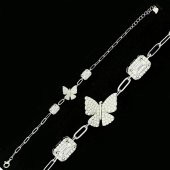 Şık Kelebek Tasarımlı Baget Taşlı 925 Ayar Gümüş Bileklik thumbnail 4