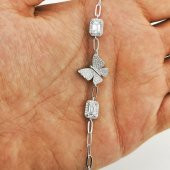 Şık Kelebek Tasarımlı Baget Taşlı 925 Ayar Gümüş Bileklik thumbnail 5