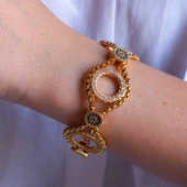 Üç Çeyrekli Çerçeve Bileklik Çelik Altın Kaplama BLK-1088 thumbnail 2