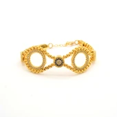 İki Çeyrekli Çerçeve Bileklik Çelik Altın Kaplama BLK-1065 thumbnail 1