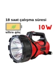 ULTRA GÜÇLÜ UZUN MESAFELİ 18 SAAT ÇALIŞMA 10W LEDLİ PRPJEKTÖR EL FENERİ - 1