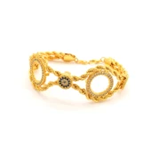 İki Çeyrekli Çerçeve Bileklik Çelik Altın Kaplama BLK-1066 thumbnail 2