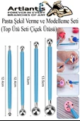 Top Uçlu Pasta Şekil Verme ve Modelleme Seti 4 lü 1 Paket Top Ütü Çiçek Ütüsü Şeker Hamuru Şekillendirme Pasta Fondan - 1
