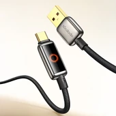 Mcdodo CA-6650 6A USB Typec Halo Solunum Işıklı Şarj Kablosu 1.2M - Siyah - 1