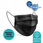 Medizer Siyah Yüzler Desenli Cerrahi Maske Meltblown Kumaş - 10'lu 10 Kutu - 2