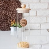 Hometarz Cam Kavanoz Seti 2 Li Bambu Kapaklı Kavanoz Takımı - 6