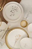 Kütahya Porselen Bone V-Form 52 Parça 12 Kişilik Yemek Takımı Angelica Altın thumbnail 2