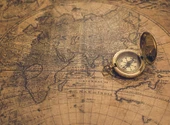 Vintage Dünya Haritası ve Pusula Duvar Kağıdı thumbnail 7