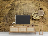Vintage Dünya Haritası ve Pusula Duvar Kağıdı thumbnail 3