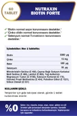 NUTRAXIN Biotin Forte 5.000 Mcg 60 Tbl - Biyotin, Çinko, Selenyum, Bakır 8680512635512 - 3
